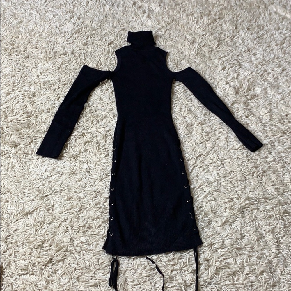 Sexy cold shoulder knit dress